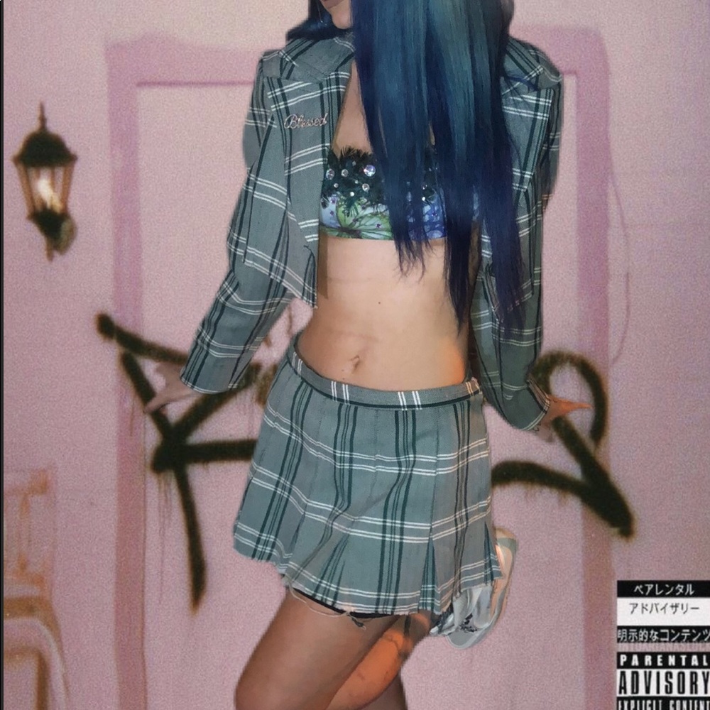 Frayed green matching plaid set